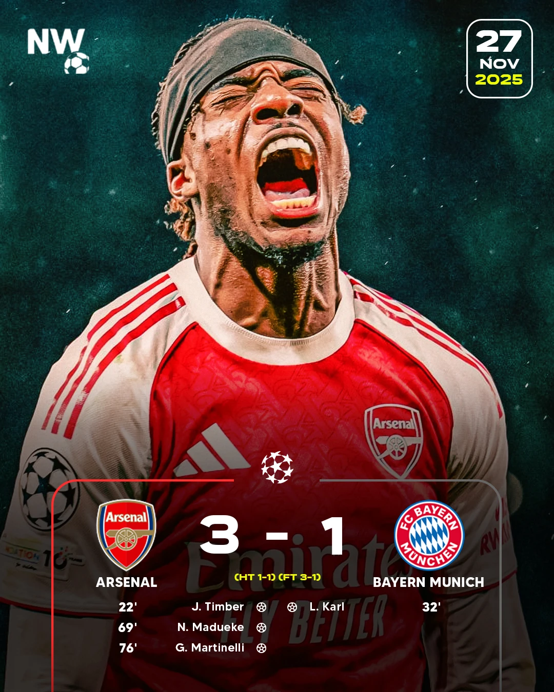 Arsenal Vs Bayern: Meriam London Hancurkan Die Roten 3-1